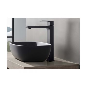 Смеситель Aquatek (Акватек) Лира для раковины высокий 237, без донного клапана, матовый черный AQ1404MB