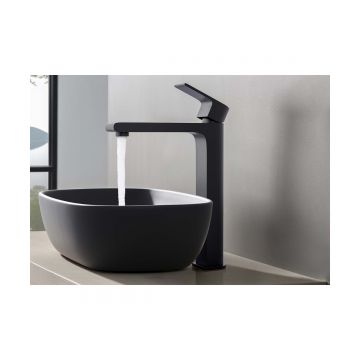 Смеситель Aquatek (Акватек) Лира для раковины высокий 237, без донного клапана, матовый черный AQ1404MB