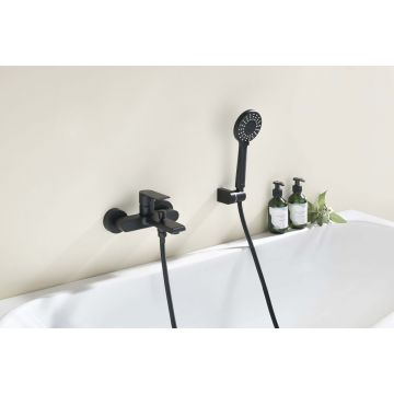 Смеситель Aquatek (Акватек) Лира для ванны с душевым набором, матовый черный AQ1449MB