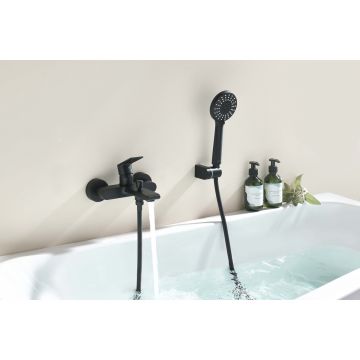 Смеситель Aquatek (Акватек) Лира для ванны с душевым набором, матовый черный AQ1449MB