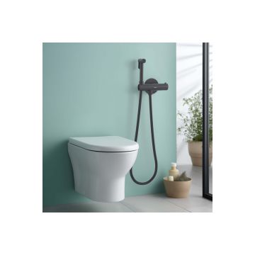 Комплект для гигиенического душа Aquatek (Акватек) Оберон термостатический встроенный (смеситель + гигиеническая лейка + шланг), матовый черный AQ1027MB