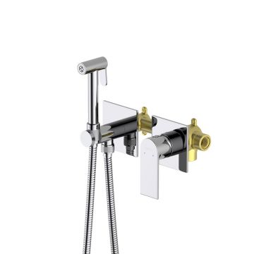 Комплект для гигиенического душа Aquatek (Акватек) Лира встроенный 2 отв. (смеситель + гигиеническая лейка + шланг) хром AQ1420CR