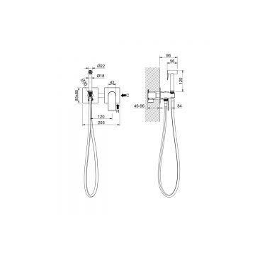 Комплект для гигиенического душа Aquatek (Акватек) Лира встроенный 2 отв. (смеситель + гигиеническая лейка + шланг) хром AQ1420CR