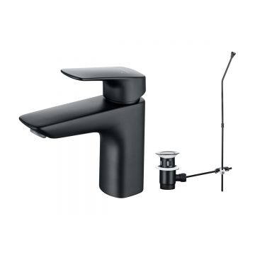 Смеситель Aquatek (Акватек) Вега для раковины 97 с донным клапаном, матовый черный AQ1011MB