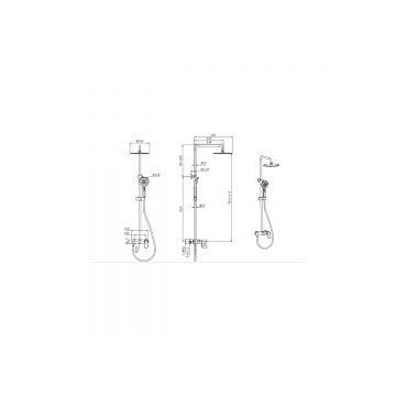 Душевая система Aquatek (Акватек) Вега (смеситель для душа) 3jet 250мм, матовый черный AQ2060MB