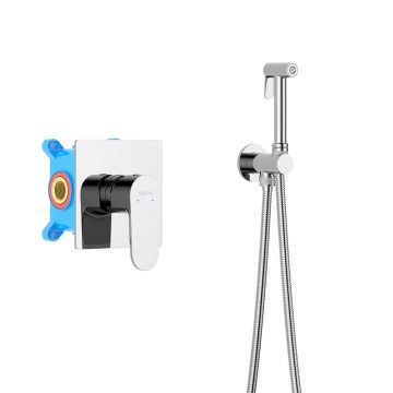 Набор с гигиеническим душем Aquatek (Акватек) Оберон (смеситель + гигиеническая лейка + шланг + шланговое подсоединение с держателем) хром AQ1219CR