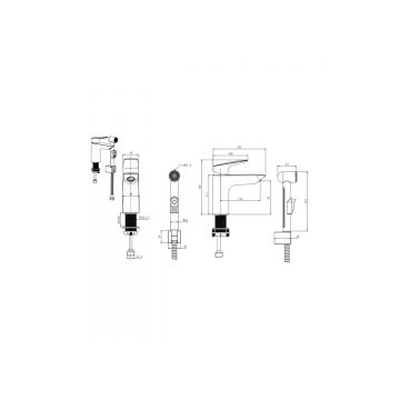 Смеситель Aquatek (Акватек) Вега для раковины 97 с гигиеническим ручным душем хром AQ1012CR