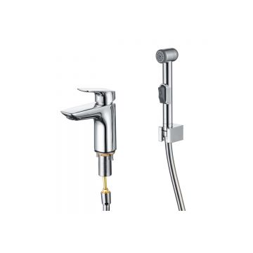 Смеситель Aquatek (Акватек) Вега для раковины 97 с гигиеническим ручным душем хром AQ1012CR