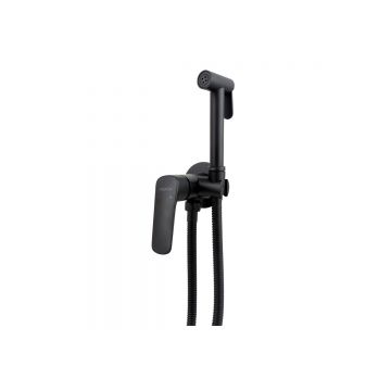 Комплект для гигиенического душа Aquatek (Акватек) Вега (Vega) встроенный (смеситель + гигиеническая лейка + шланг), матовый черный AQ1019MB