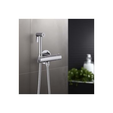 Комплект для гигиенического душа Aquatek (Акватек) Оберон термостатический встроенный (смеситель + гигиеническая лейка + шланг) хром AQ1027CR