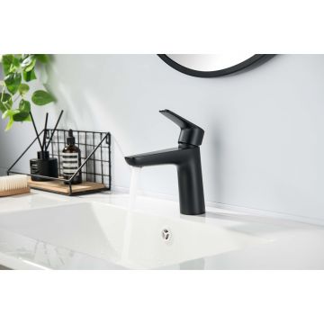 Смеситель Aquatek Бетта для раковины 98, без донного клапана, матовый черный AQ1110MB