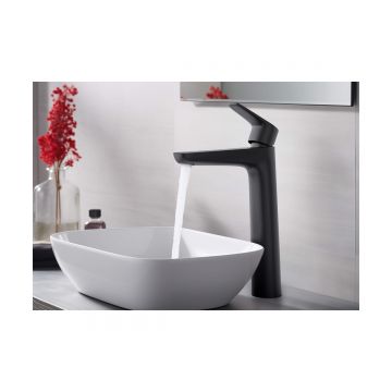 Смеситель Aquatek (Акватек) Бетта (Betta) для раковины высокий 230, без донного клапана, матовый черный AQ1104MB