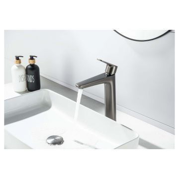 Смеситель Aquatek (Акватек) Бетта (Betta) для раковины высокий 230, без донного клапана, шлифованный черный хромAQ1104BGM