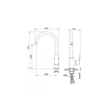 Смеситель Aquatek (Акватек) Бетта (Betta) для кухни, шлифованный черный хромAQ1182BGM