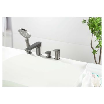 Смеситель Aquatek (Акватек) Бетта (Betta) на борт ванны на 4 отв., шлифованный черный хромAQ1148BGM