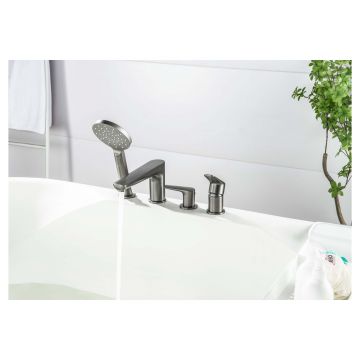 Смеситель Aquatek (Акватек) Бетта (Betta) на борт ванны на 4 отв., шлифованный черный хромAQ1148BGM