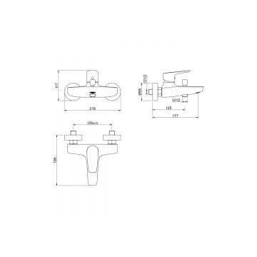 Смеситель Aquatek (Акватек) Бетта (Betta) для ванны, шлифованный черный хромAQ1140BGM