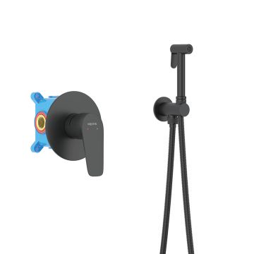 Набор с гигиеническим душем Aquatek (Акватек) Бетта (смеситель + гигиеническая лейка + шланг + шланговое подсоединение с держателем), матовый черный AQ1119MB