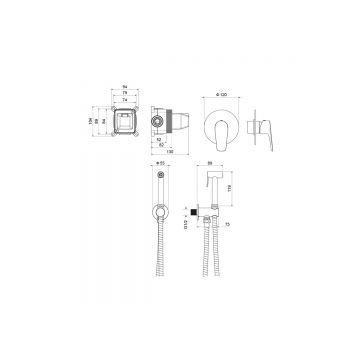 Набор с гигиеническим душем Aquatek (Акватек) Бетта (смеситель + гигиеническая лейка + шланг + шланговое подсоединение с держателем), матовый черный AQ1119MB