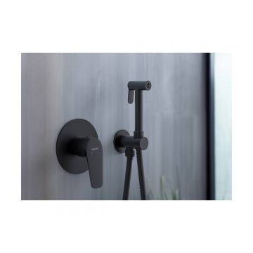 Набор с гигиеническим душем Aquatek (Акватек) Бетта (смеситель + гигиеническая лейка + шланг + шланговое подсоединение с держателем), матовый черный AQ1119MB