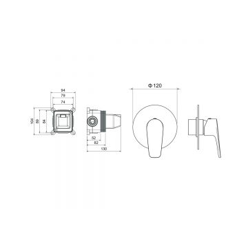 Смеситель Aquatek (Акватек) Бетта (Betta) для душа (внешняя и скрытая часть), матовый черный AQ1166MB