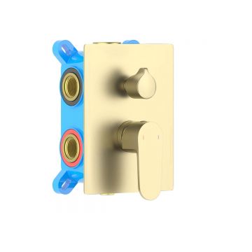 Смеситель Aquatek (Акватек) Оберон для ванны 3 режима (внешняя и скрытая часть), шлифованное золото AQ1247BG