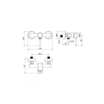 Смеситель Aquatek (Акватек) Европа для душа, шлифованный черный хромAQ1360BGM