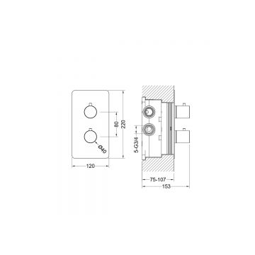 Смеситель термостатический Aquatek (Акватек) Европа для ванны 3 режима (внешняя и скрытая часть), матовый черный AQ1393MB