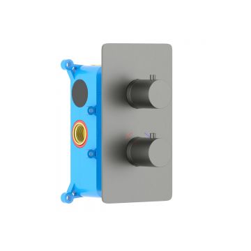 Смеситель термостатический Aquatek (Акватек) Европа для душа (внешняя и скрытая часть), шлифованный черный хромAQ1391BGM