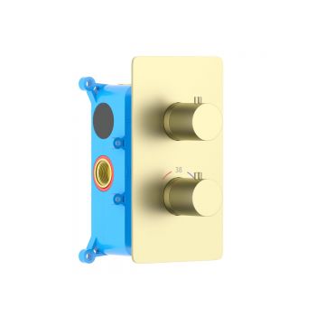 Смеситель термостатический Aquatek (Акватек) Европа для душа (внешняя и скрытая часть), шлифованное золото AQ1391BG