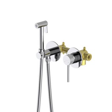 Комплект для гигиенического душа Aquatek (Акватек) Европа встроенный 2 отв. (смеситель + гигиеническая лейка + шланг) хром AQ1319CR