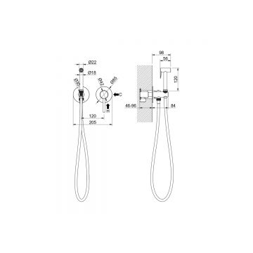 Комплект для гигиенического душа Aquatek (Акватек) Европа встроенный 2 отв. (смеситель + гигиеническая лейка + шланг) хром AQ1319CR