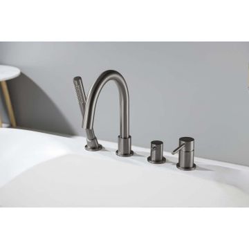 Смеситель Aquatek (Акватек) Европа на борт ванны на 4 отв., шлифованный черный хромAQ1348BGM