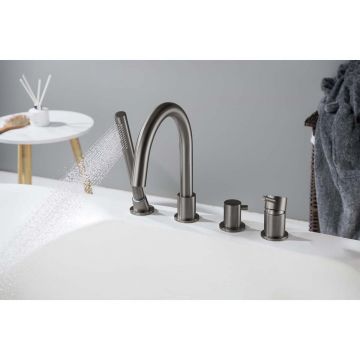 Смеситель Aquatek (Акватек) Европа на борт ванны на 4 отв., шлифованный черный хромAQ1348BGM