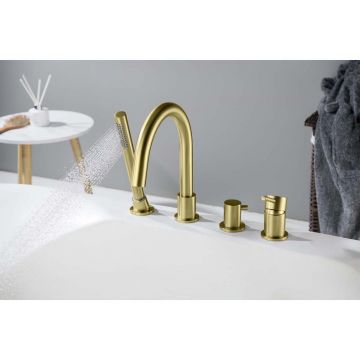 Смеситель Aquatek (Акватек) Европа на борт ванны на 4 отв., шлифованное золото AQ1348BG