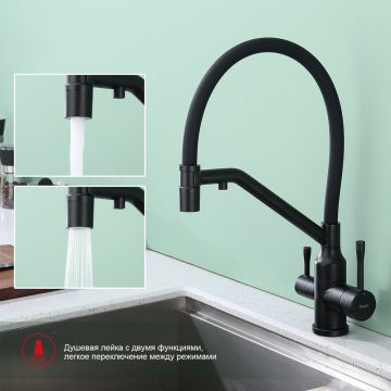 Смеситель для кухни с подключением фильтра Raglo (Рагло) R81.62.06, черный