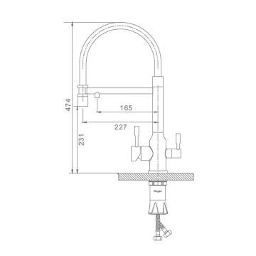 Смеситель для кухни с подключением фильтра Raglo (Рагло) R81.63.09, графит
