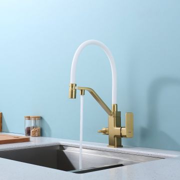 Смеситель для кухни с подключением фильтра Raglo (Рагло) R85.62.03, золотой сатин