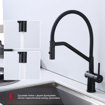 Смеситель для кухни со съемным изливом на магните Raglo R86.41.06, черный