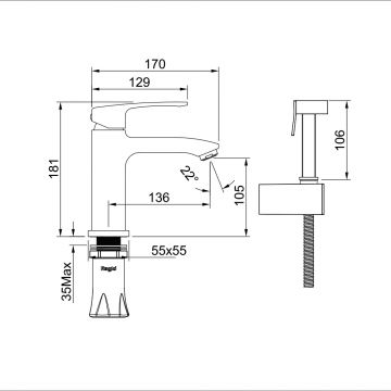 Смеситель для раковины с гигиеническим душем Raglo (Рагло) R01.12, хром