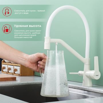 Смеситель для кухни с подключением фильтра Raglo (Рагло) R80.62.08, белый