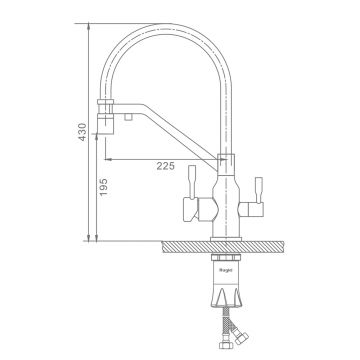 Смеситель для кухни с подключением фильтра Raglo (Рагло) R81.62.05, сатин