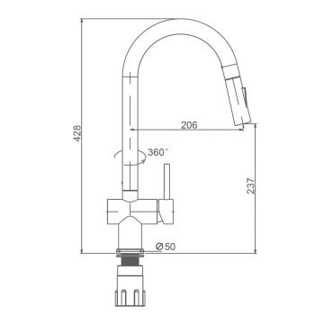 Смеситель для кухни с выдвижным изливом Splenka (Спленка) S204.49.09, графит