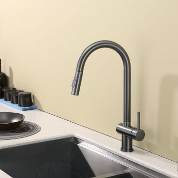 Смеситель для кухни с выдвижным изливом Splenka (Спленка) S204.49.09, графит