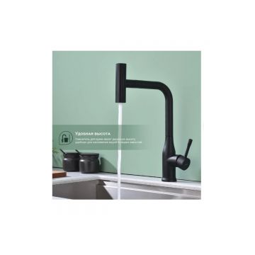 Смеситель для кухни с мультифункциональным изливом Splenka (Спленка) S206.49.06, черный