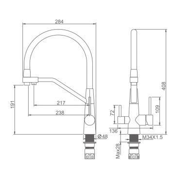 Смеситель для кухни с подключением фильтра Splenka (Спленка) S71.62.06, черный