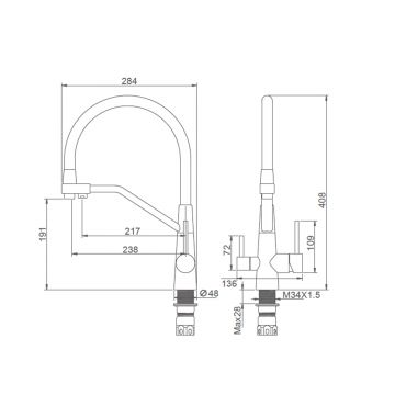 Смеситель для кухни с подключением фильтра Splenka (Спленка) S71.62.07, серый