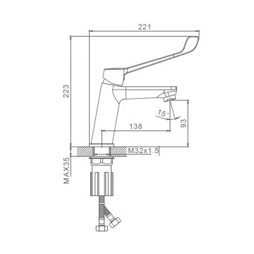 Смеситель для раковины с хирургической ручкой Splenka (Спленка) S08.10, хром