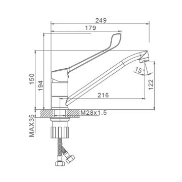 Смеситель для раковины с хирургической ручкой Splenka (Спленка) S08.42, хром