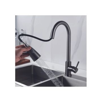 Смеситель для кухни с выдвижным изливом Raffine (Раффин) F213H, черный